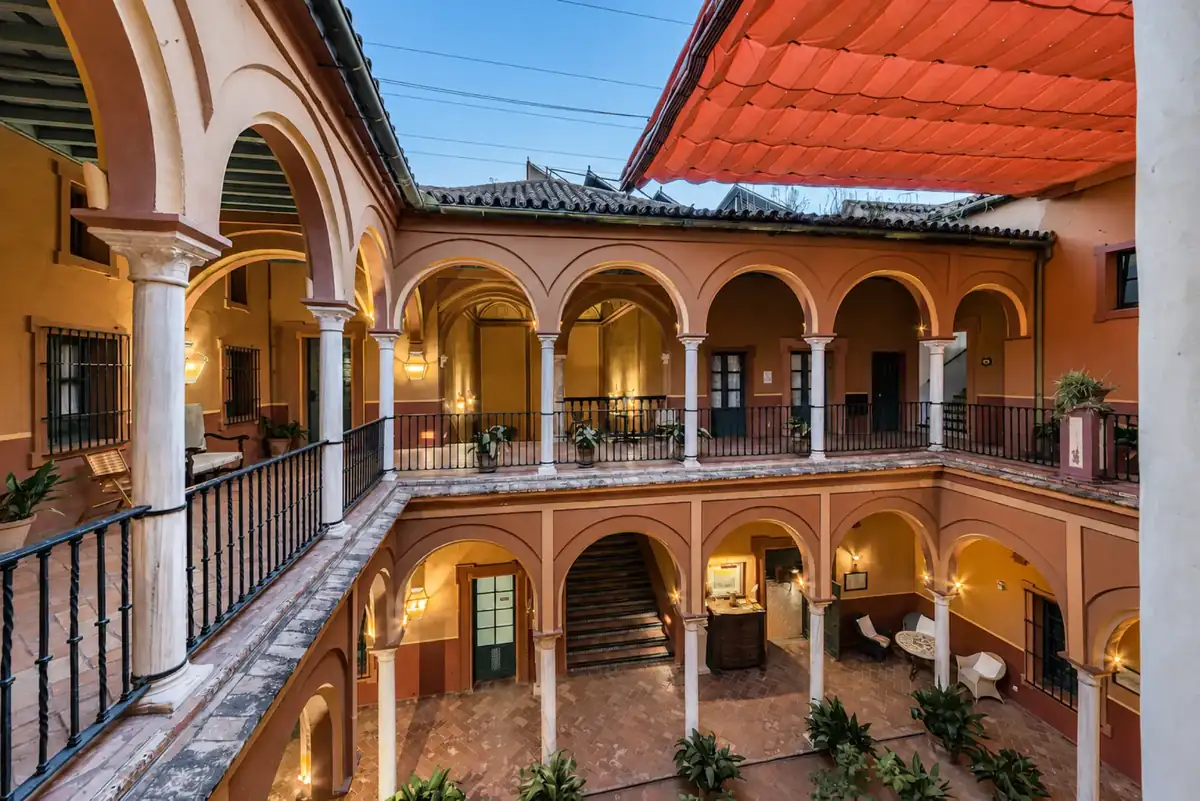 The upper gallery overlooking the courtyard